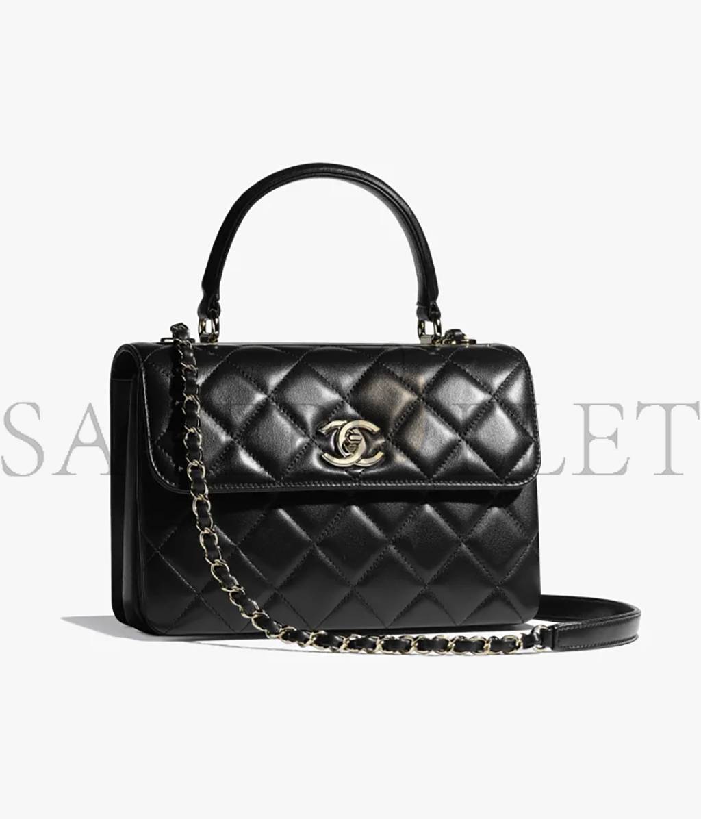 Ch*el trendy flap bag with top handle silver hardware a92236 y60767 94305 (25*17*12cm)